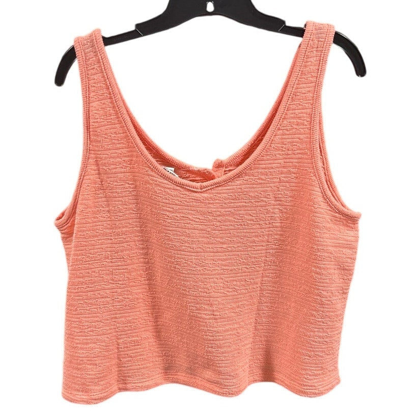 New Eddie Bauer Women Pink Grapefruit Sleeveless PolyCotton Beachy Slub Tank Top
