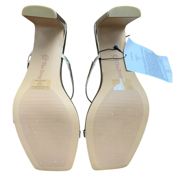 New The Drop Womens Size 11 Shiny Gold Open Toe 3.75" Heel Slide On Sandal Shoes