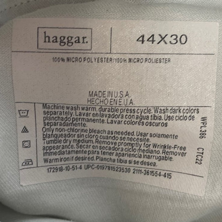 Haggar Collections Mens 44 X 30 Polyester Pleated Front Button Tab Career Pants