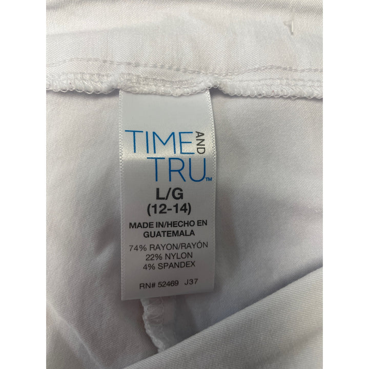Simply Vera Time &amp; Tru Womens Large Cropped White Cotton Blend Capri Pants