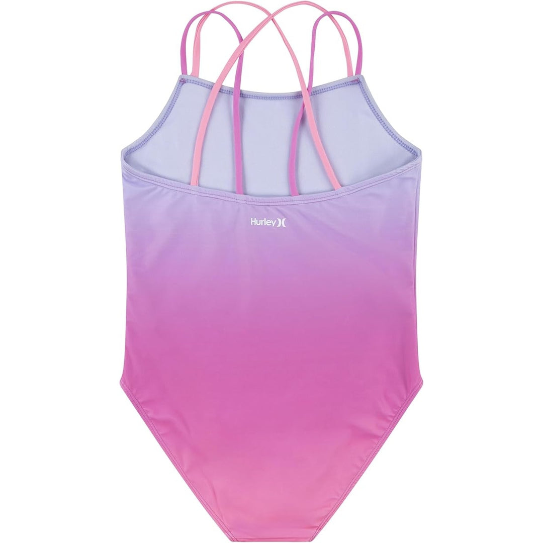 NWT New Hurley Girls Size 12 Pink Purple Ombre Strappy One Piece Swimsuit