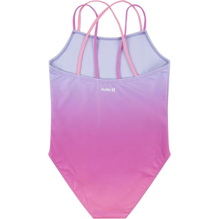 NWT New Hurley Girls Size 12 Pink Purple Ombre Strappy One Piece Swimsuit