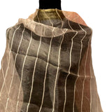 Handmade Upcycled Sari-Inspired Striped Yellow Sheer Fringed Wrap Shawl