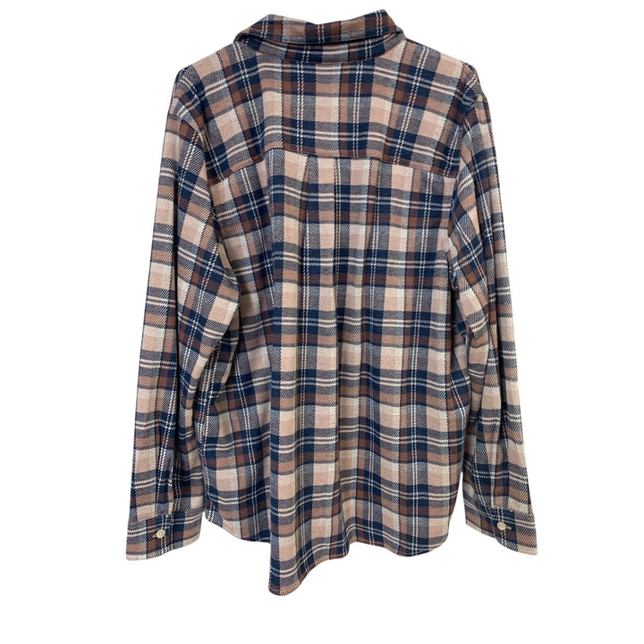 New Eddie Bauer Womens XL Plum Plaid Long Sleeve Soft Knit Button Down Shirt