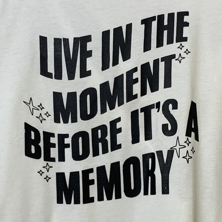 New Hand Printed Womens XL Live In The Moment Before It&