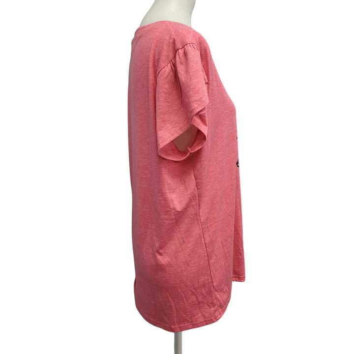 Hand Printed Upcycled Womens Large Live Love Serve V Neck Tee Shirt