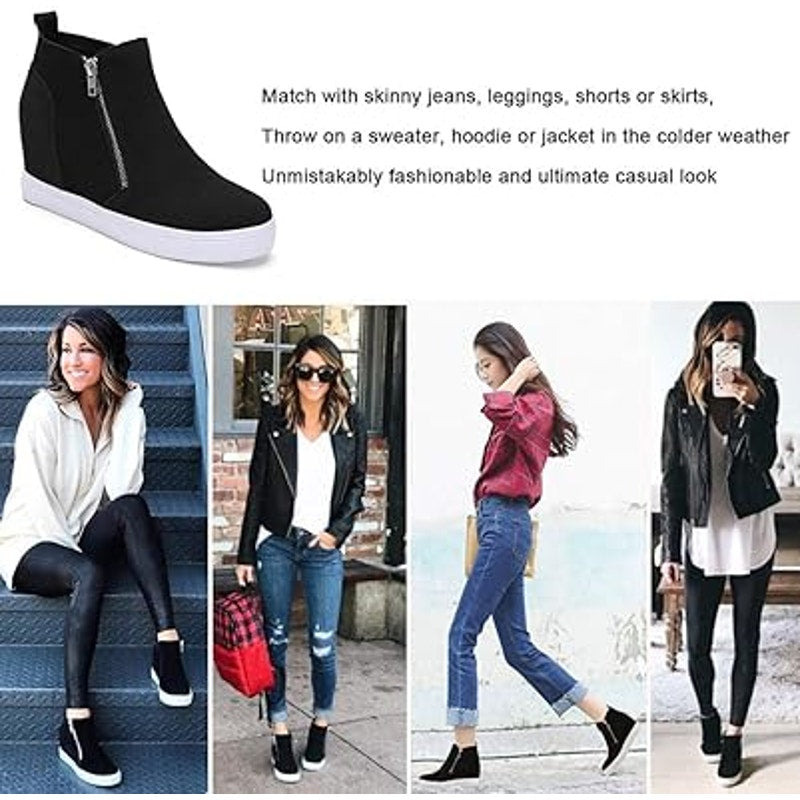 New Athlefit Womens Size 7.5 Wedge Sneakers Hidden Heel Platform Wedge Booties