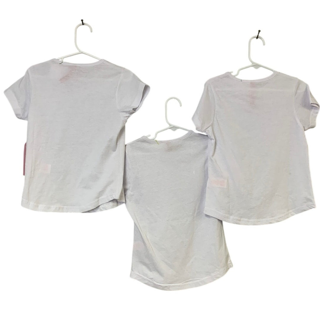 3 New Hand Printed Girls Size 6 White Vintage Butterfly Short Sleeve Tee Shirts