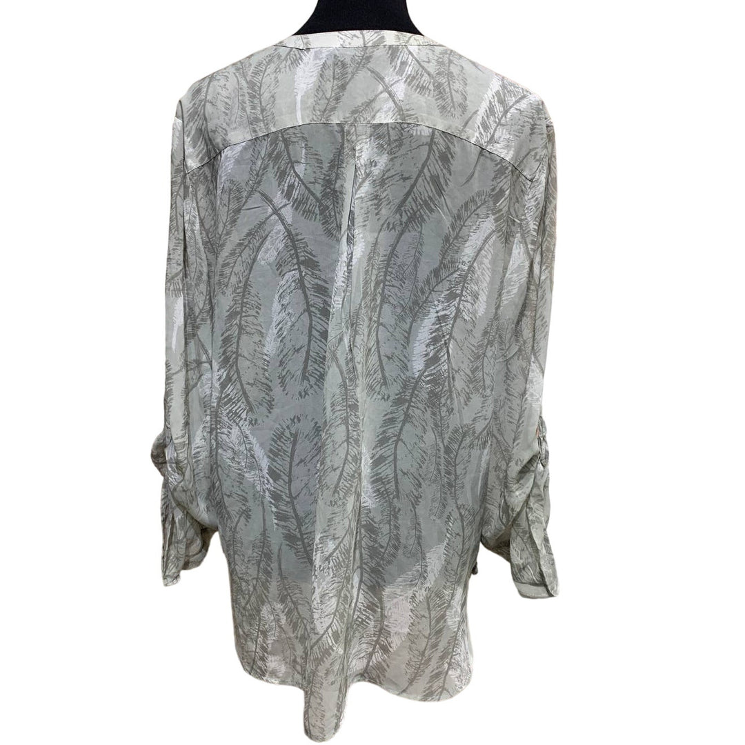 New Apt 9 XL Flowy Sheer Lightweight 1/2 Button Polyester Long Sleeve Blouse