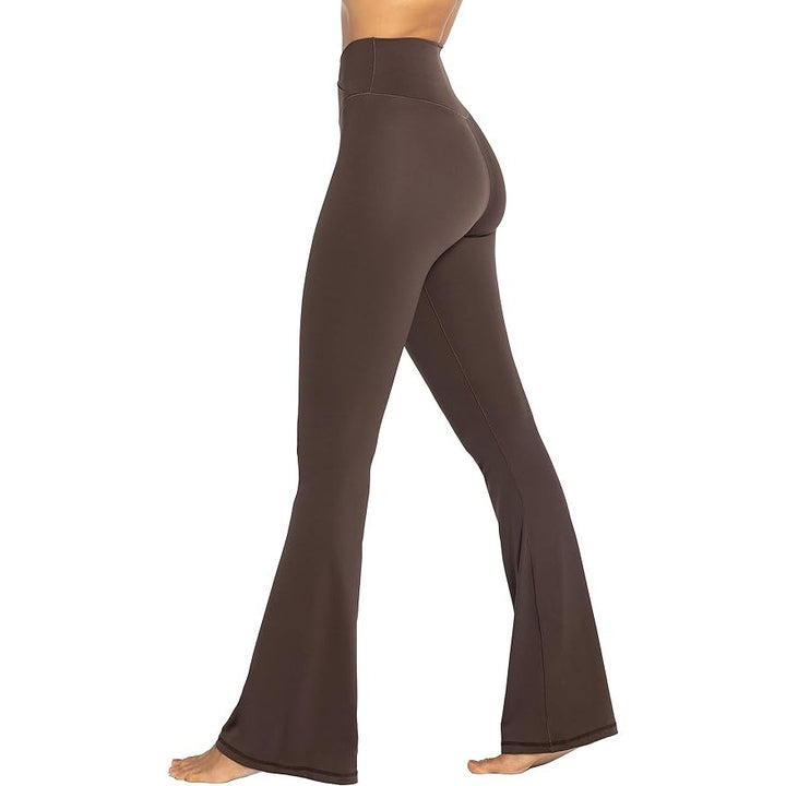New Sunzel Womens Large Brown High Waisted Tummy Control Wide Leg Flare Leggings