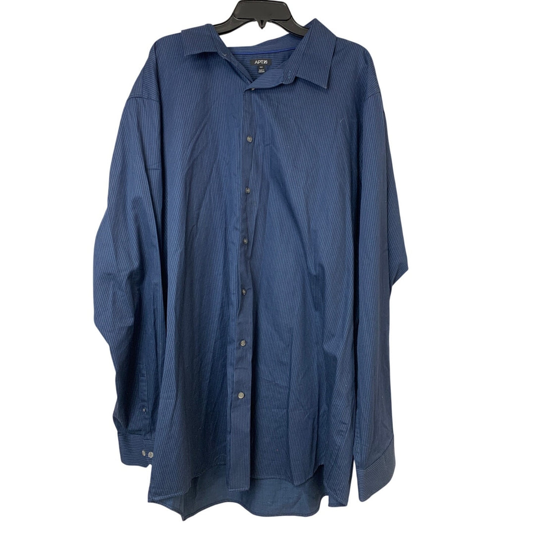 Apt 9 Mens 3XLT 3XL Tall Blue Striped Long Sleeve Button Up Collared Shirt