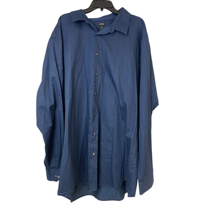Apt 9 Mens 3XLT 3XL Tall Blue Striped Long Sleeve Button Up Collared Shirt