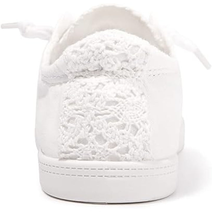 New Beneker Womens Size 8 White Slip On Canvas Low Top Laced Sneakers Shoes