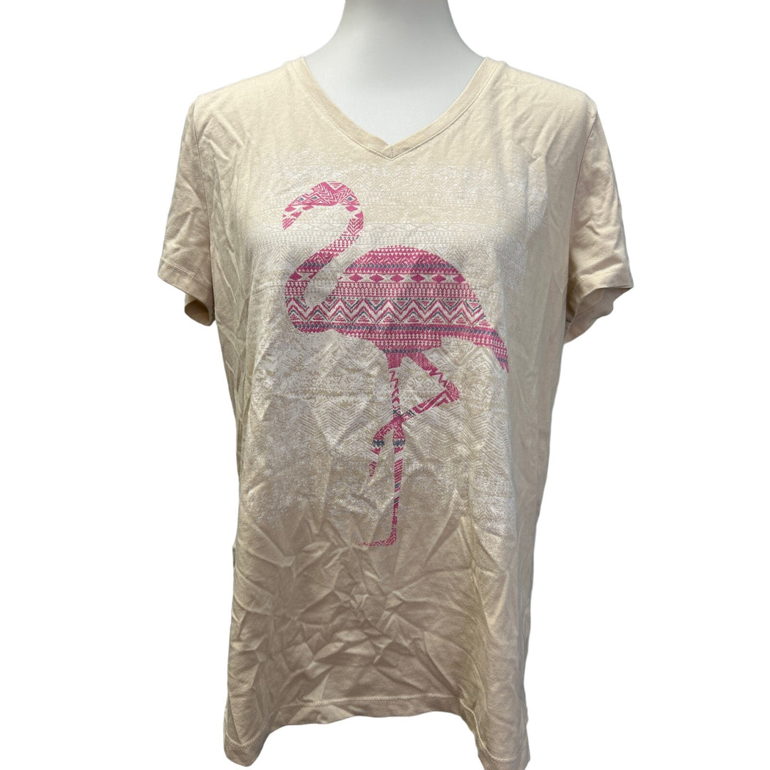 2 Mossimo Womens XL Short Sleeve Cotton Blend Flamingo Tee Shirt &amp; Tank Top