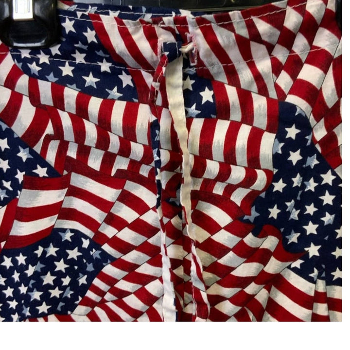 Handmade XL American Flag 100% Cotton Drawstring Long Sleepwear Pants