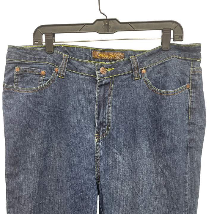 Miss Juli Plus Size 16 Stretch Cotton Blend Cool Pocket Swirl Denim Blue Jeans