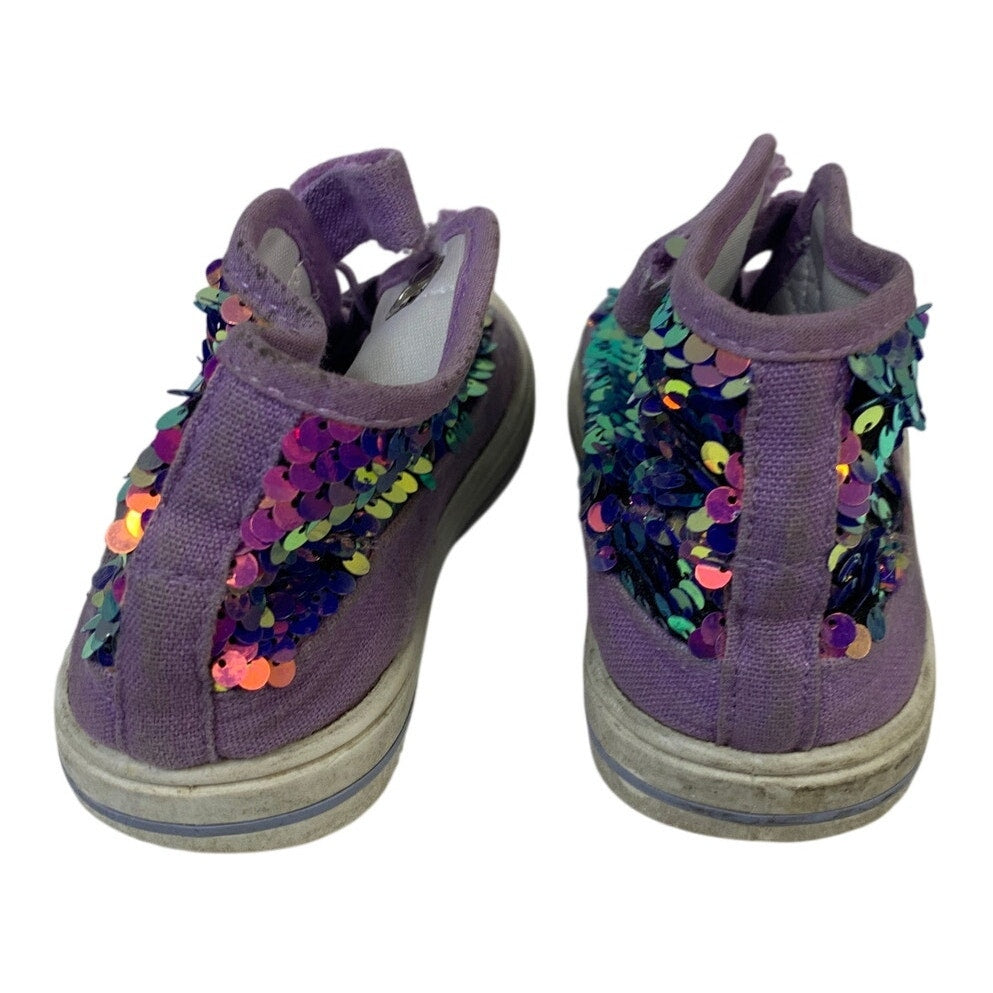 K KomForme Toddler Girls 9 Rainbow Sequin Sneaker Laced High Top Round Toe Shoes