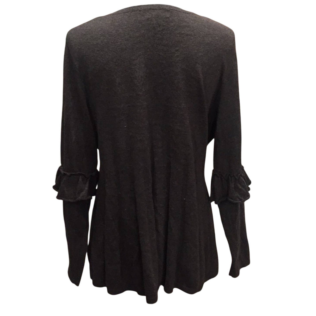 New Style &amp; Co Womens Plus Size 1X Ruffled Elbow V-Neck Cotton Blend Sweater