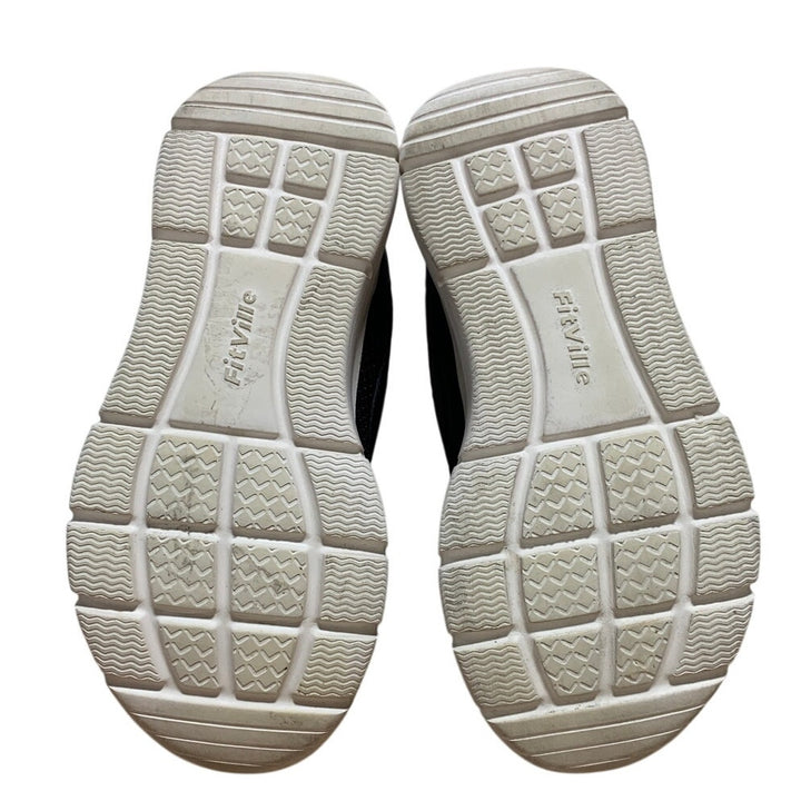 Fitville Womens Size 8 Black Sneakers Closed Round Toe Hook Loop Fastener Shoes