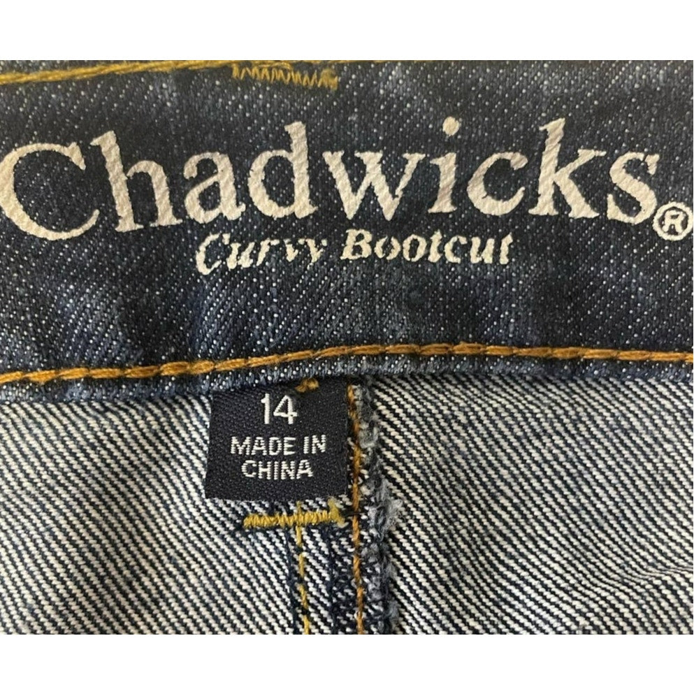 Chadwicks Womens Size 14 Curvy Bootcut Stretch Cotton Darker Wash Denim Jeans