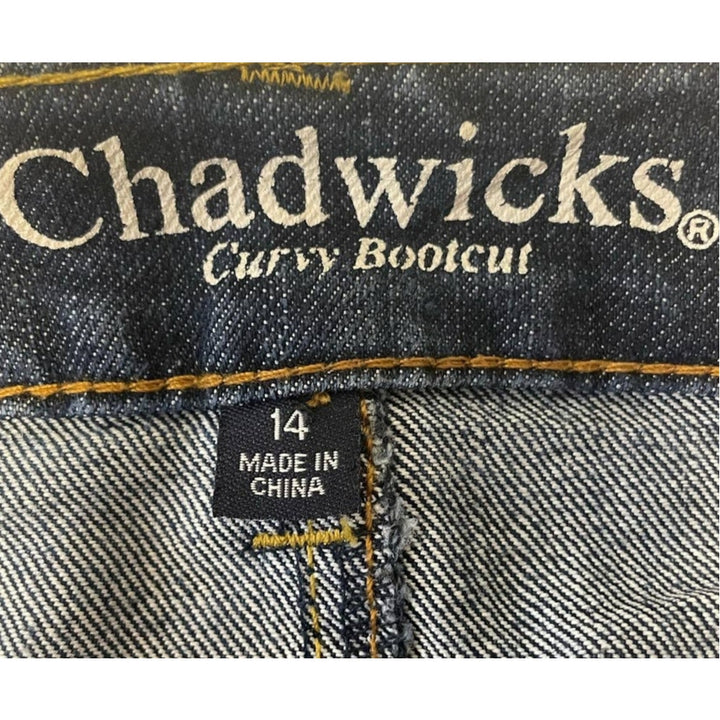 Chadwicks Womens Size 14 Curvy Bootcut Stretch Cotton Darker Wash Denim Jeans