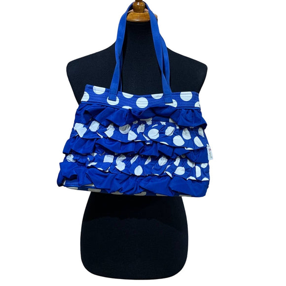 Belvah Adorable Blue White Ruffled Polka Dot Magnet Closure Small Handbag Purse