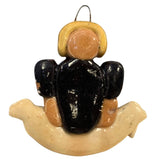 Vintage Handmade Hand Painted Football Player Baked Dough Christmas Ornament