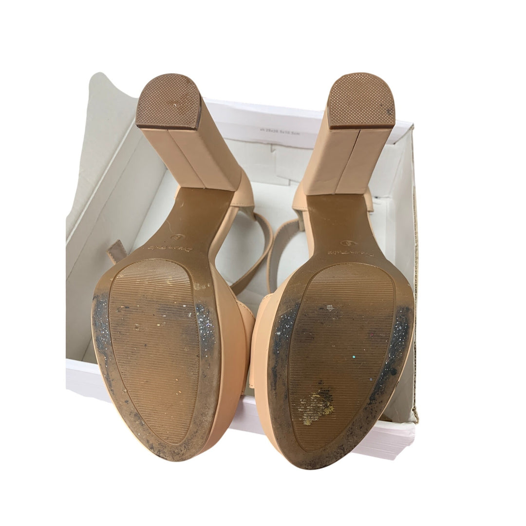 Dream Pairs Womens Size 8 Nude Tan 5" Platform Heel Ankle Strap Open Toe Shoes