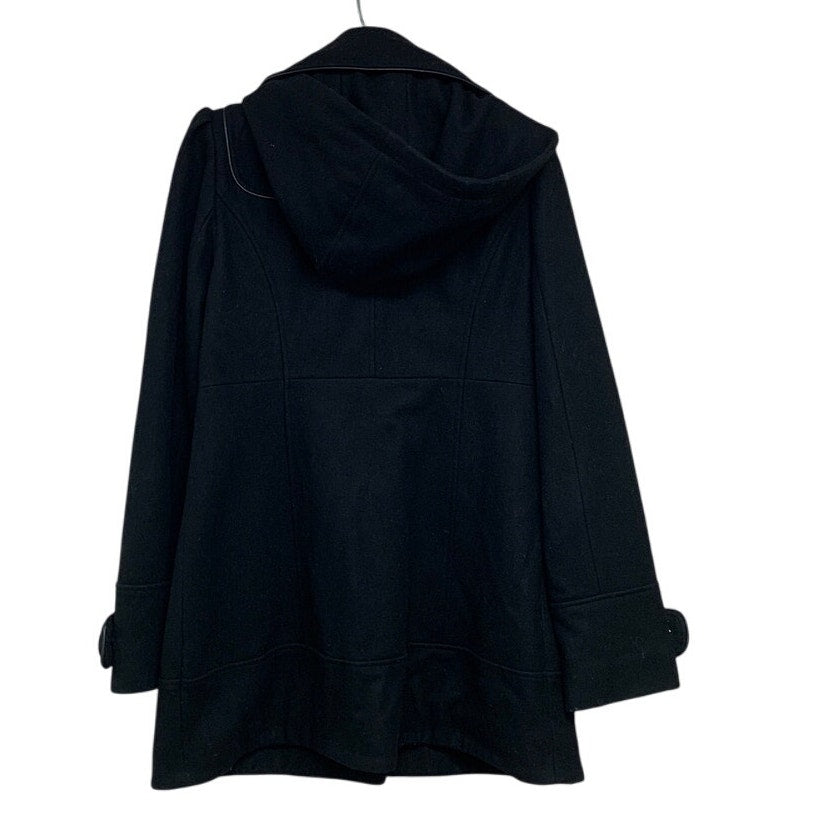Guess Womens Small Long Sleeve Full Zip Wool Blend Button Up Hooded Long Coat