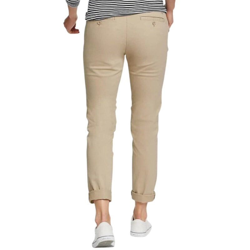 New Eddie Bauer Womens Khaki Cloud Boyfriend Midrise Slim Legend Wash Pants