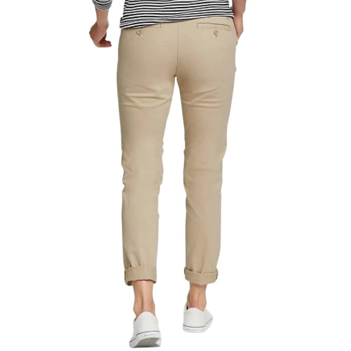 New Eddie Bauer Womens Khaki Cloud Boyfriend Midrise Slim Legend Wash Pants