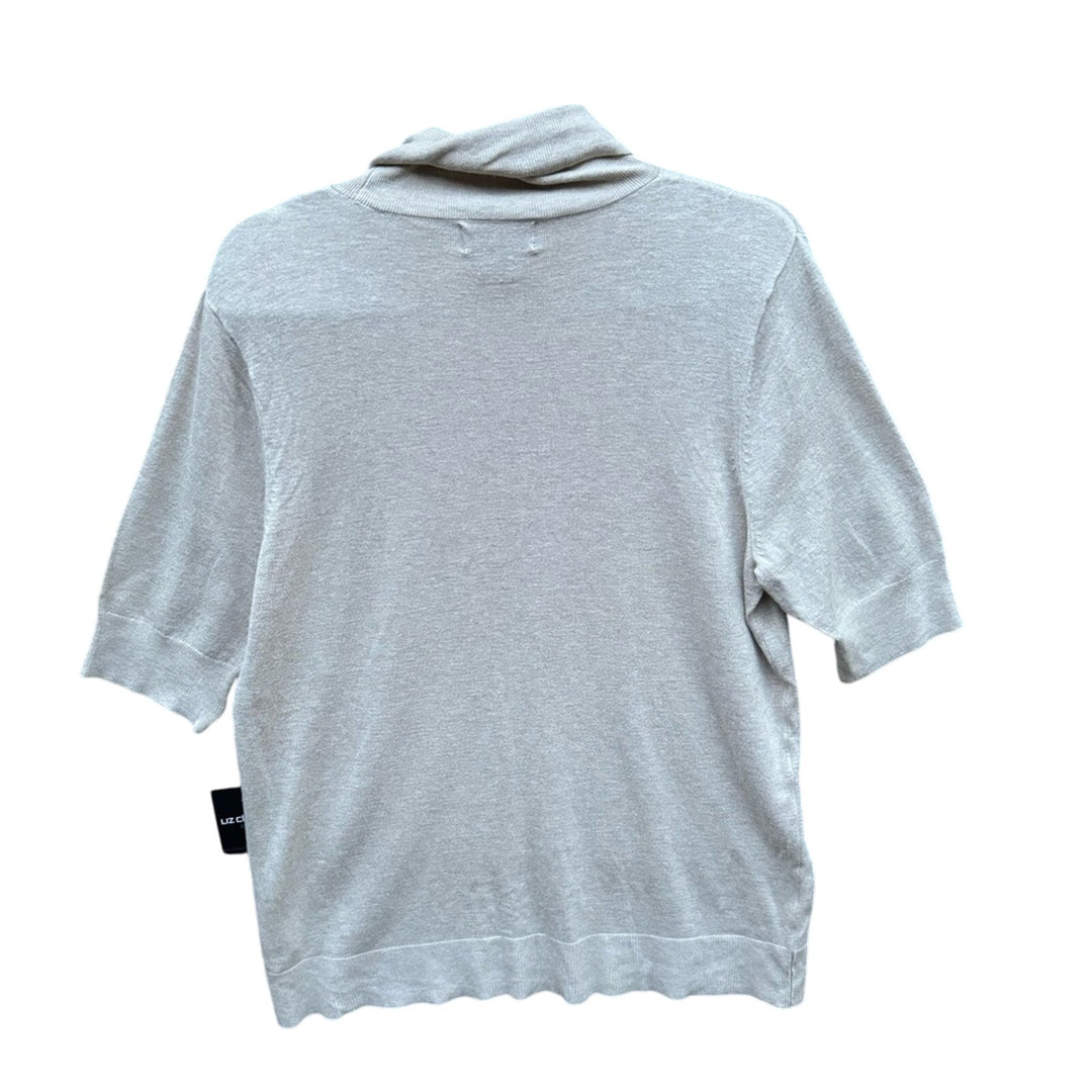 New Liz Claiborne Career Womens XL Oatmeal Heathered Turtleneck Half Sleeve Top