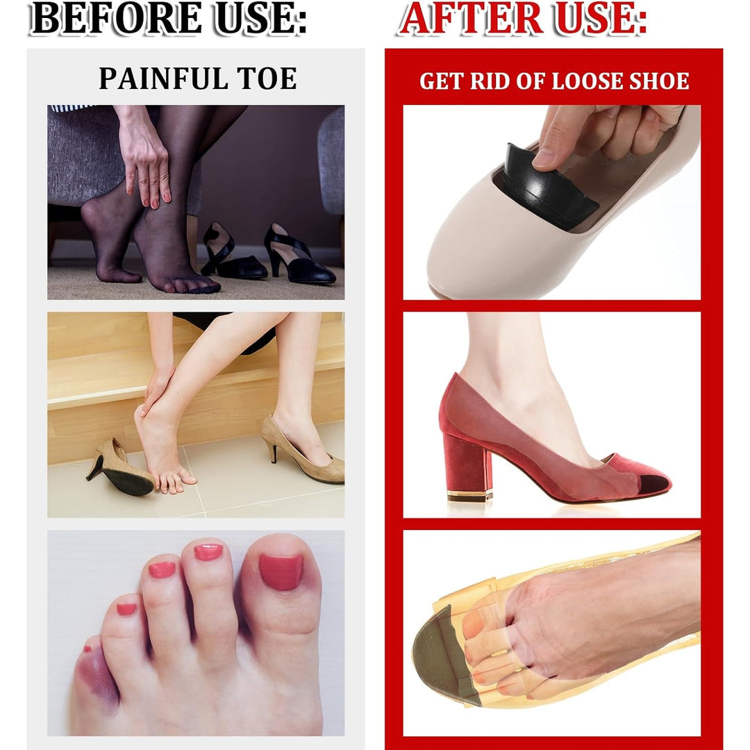 New Teaaha Black Womens Shoe Insert PU Cushion Pads for Loose Shoes - 4 Pieces
