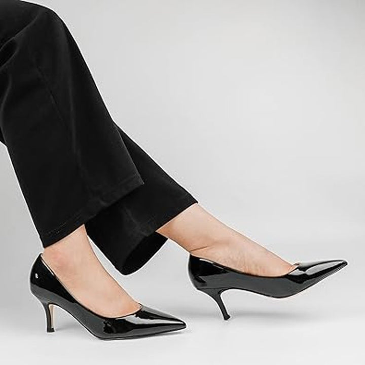 Joy In Love Womens Size 10.5 Black Patent Leather Pointy Toe 3" Heel Pumps Shoes
