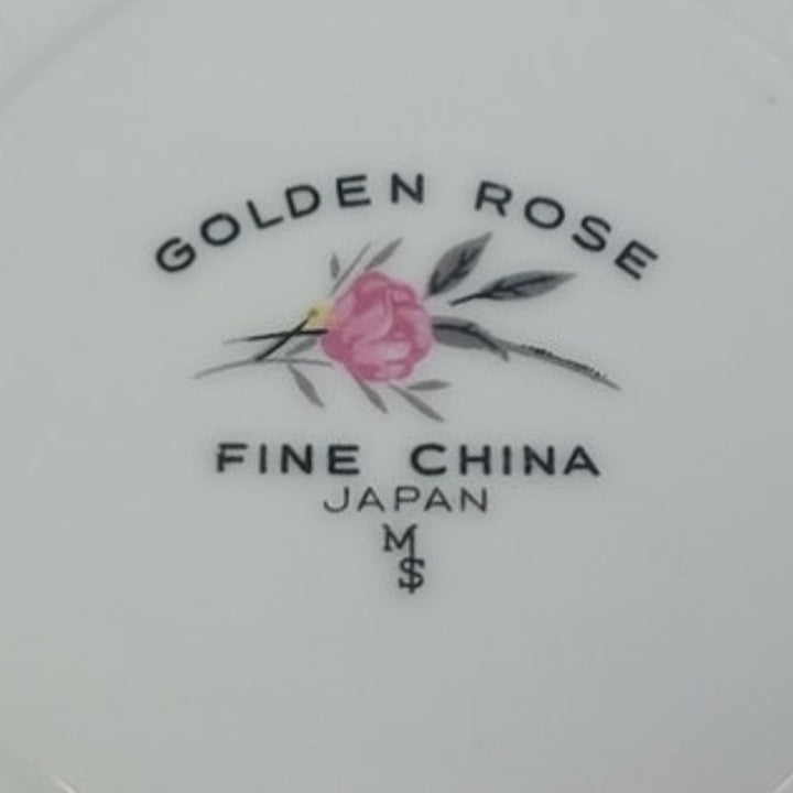 Vintage Golden Rose Flower Gold Rim Fine China Japan Teacup Saucer Set