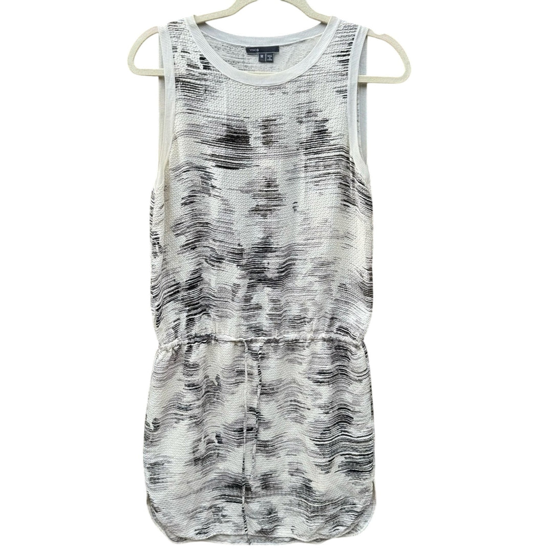 Vince Womens Medium Sleeveless Silk Crew Neck Drawstring Waist Sheath Dress