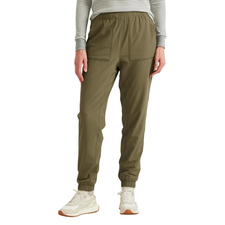 New Eddie Bauer Womens Alder Olive Green Flexion Lined 3.0 Pull On Jogger Pants