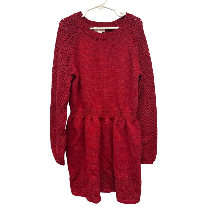 Cat &amp; Jack Girls Large Red Acrylic Yarn Knit Long Sleeve Sweater Dress