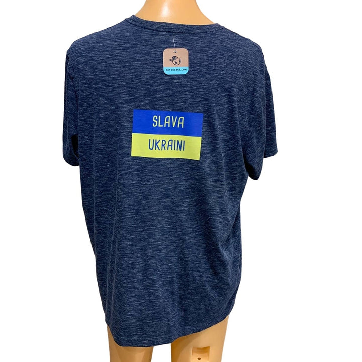Upcycled Hand Printed XL Summer Seagull Ukraine Flag Slava Ukraini Artist Tee