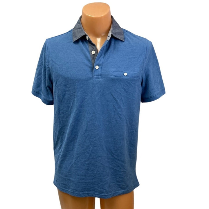 Good Fellow &amp; Co Mens Medium Blue PolyCotton Short Sleeve Collared Polo Shirt