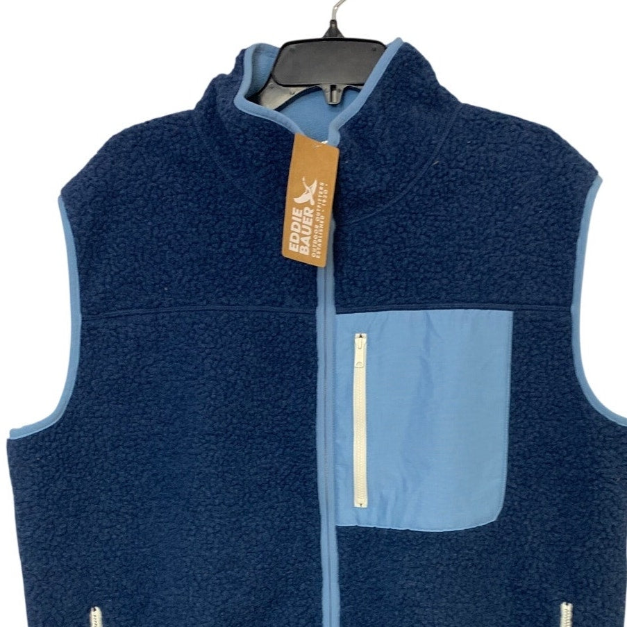 New Eddie Bauer Mens Tall Dusk Blue 100% Polyester Warm Chilali Vest w Pockets
