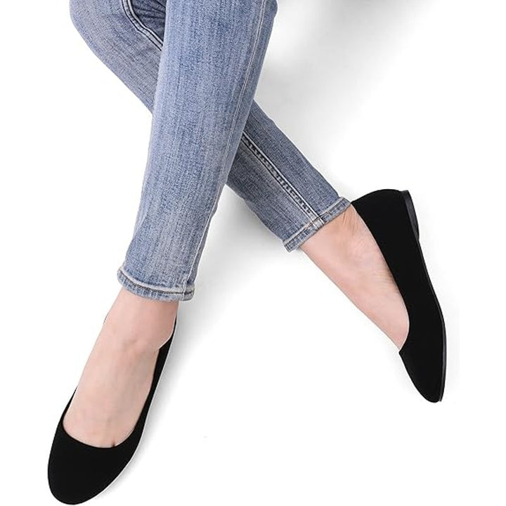 Dream Pairs Womens Size 9 Black Ballet Flats Closed Round Toe Slide On Shoes