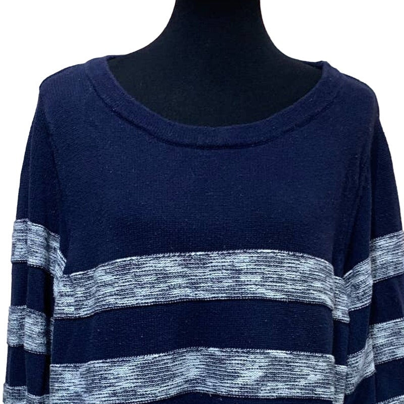 Croft &amp; Barrow Woman 3X 3/4 Sleeve Striped Crew Neck Cotton Knit Sweater