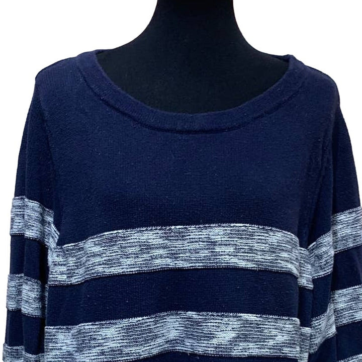 Croft &amp; Barrow Woman 3X 3/4 Sleeve Striped Crew Neck Cotton Knit Sweater