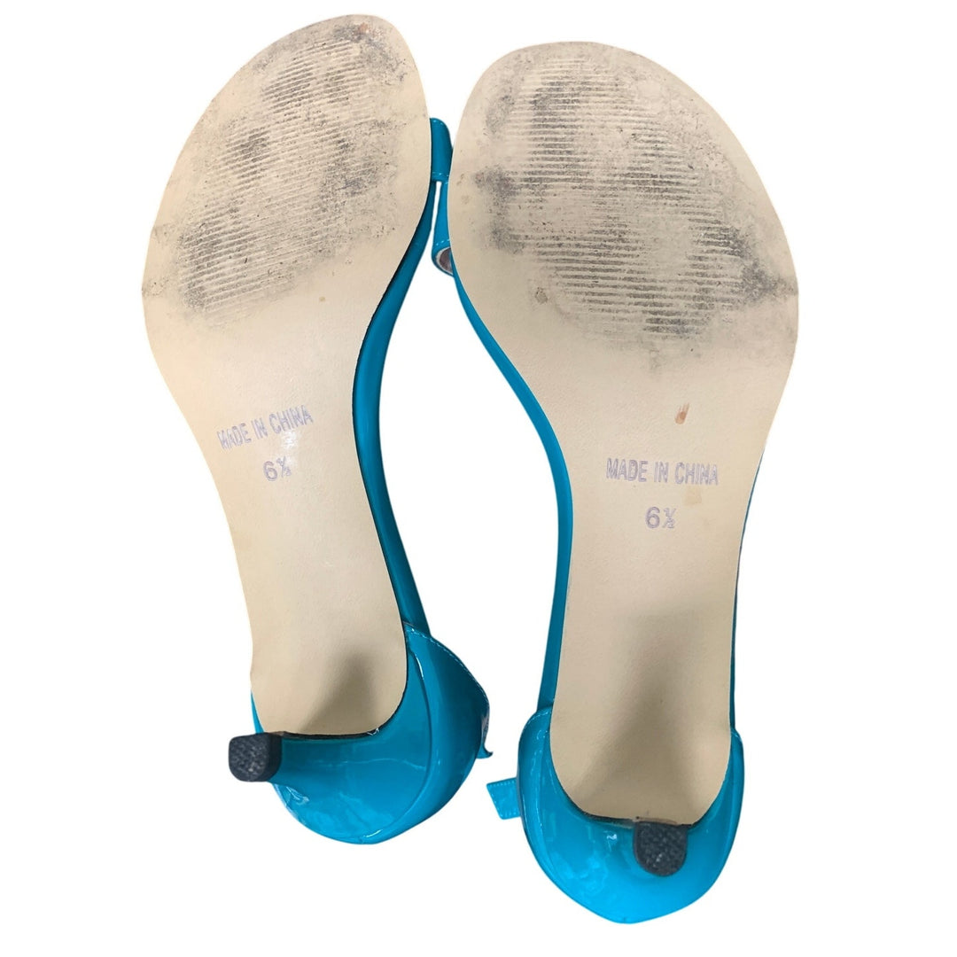 Odernee Womens Size 6.5 Turquoise Blue 2" Heel Open Toe Ankle Strap Sandal Shoes