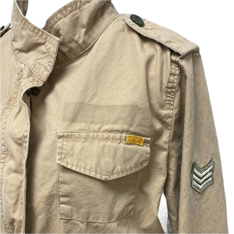Old Navy Womens Large Zip Snap Up Khaki Military Style Lightweight Jacket