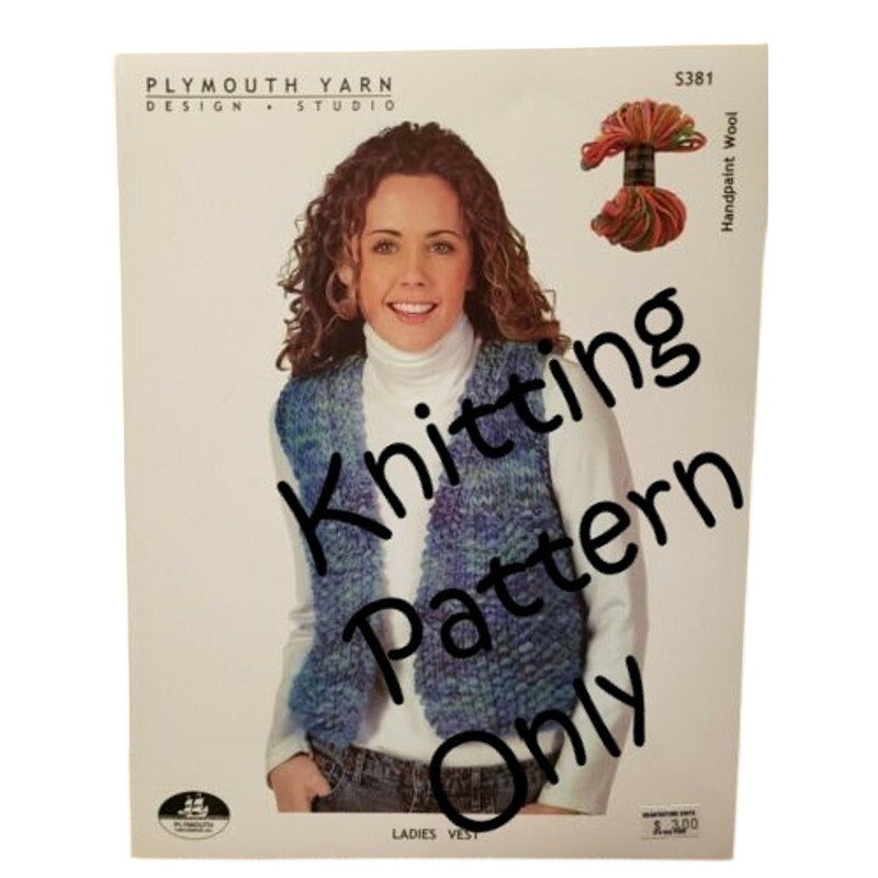 New Plymouth Yarn S381 Handpaint Wool Ladies Vest Sweater Knitting Pattern