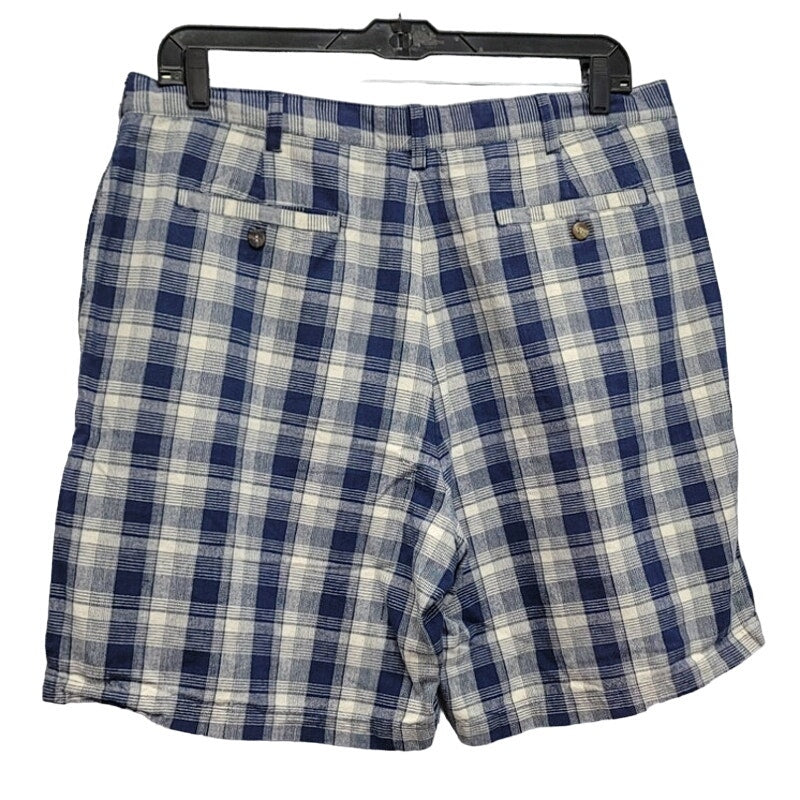 Red Bank Mens Size 40 Plaid 100% Cotton Casual Long Golf Shorts w Pockets