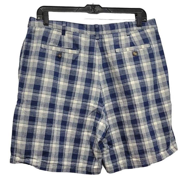 Red Bank Mens Size 40 Plaid 100% Cotton Casual Long Golf Shorts w Pockets