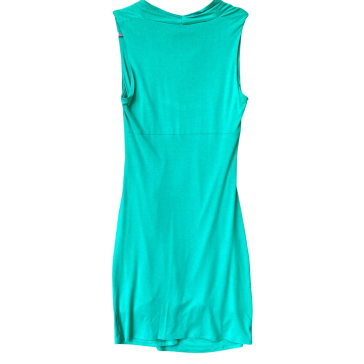 Nine West Womens Medium PolySpandex Ruched Sleeveless Side Slit Sheath Dress